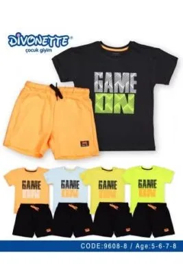 Костюм шорты+футболка (110-128) для мальчика Game on DIVONETTE 9608-8 оранжевый - детский магазин одежды BAZBY.RU Евпатория. Доставка по Крыму.