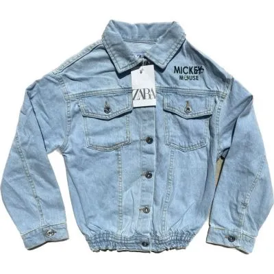 Куртка (104-140) джинс Mickey голубой 1469 - детский магазин одежды BAZBY.RU Евпатория. Доставка по Крыму.