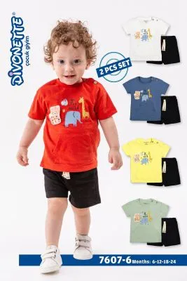 Костюм футболка+шорты (68-86) для мальчика In The world DIVONETTE 7607-6 желтый - детский магазин одежды BAZBY.RU Евпатория. Доставка по Крыму.