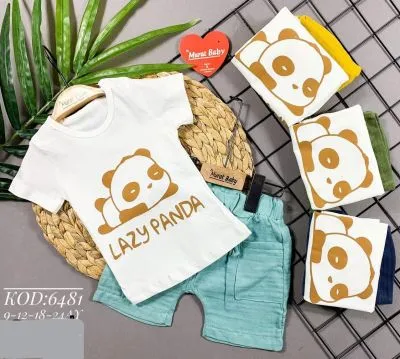 Костюм 2 пр (74-92) 9-24 мес для мальчика футболка шорты лен Панда желтыйй MURAT 6481 - в большом ассортименте в супермаркете BAZBY в Евпатории. Доставка по Крыму по выгодным ценам