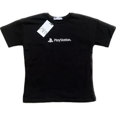 Футболка (116-158) PlayStation черный 10379 - детский магазин одежды BAZBY.RU Евпатория. Доставка по Крыму.