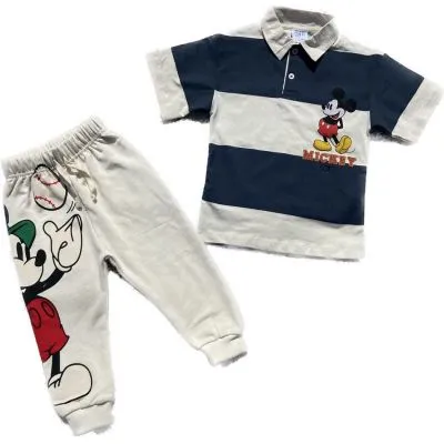 Костюм (98-128) футболка поло,брюки Mickey синий 1033  - детский магазин одежды BAZBY.RU Евпатория. Доставка по Крыму.